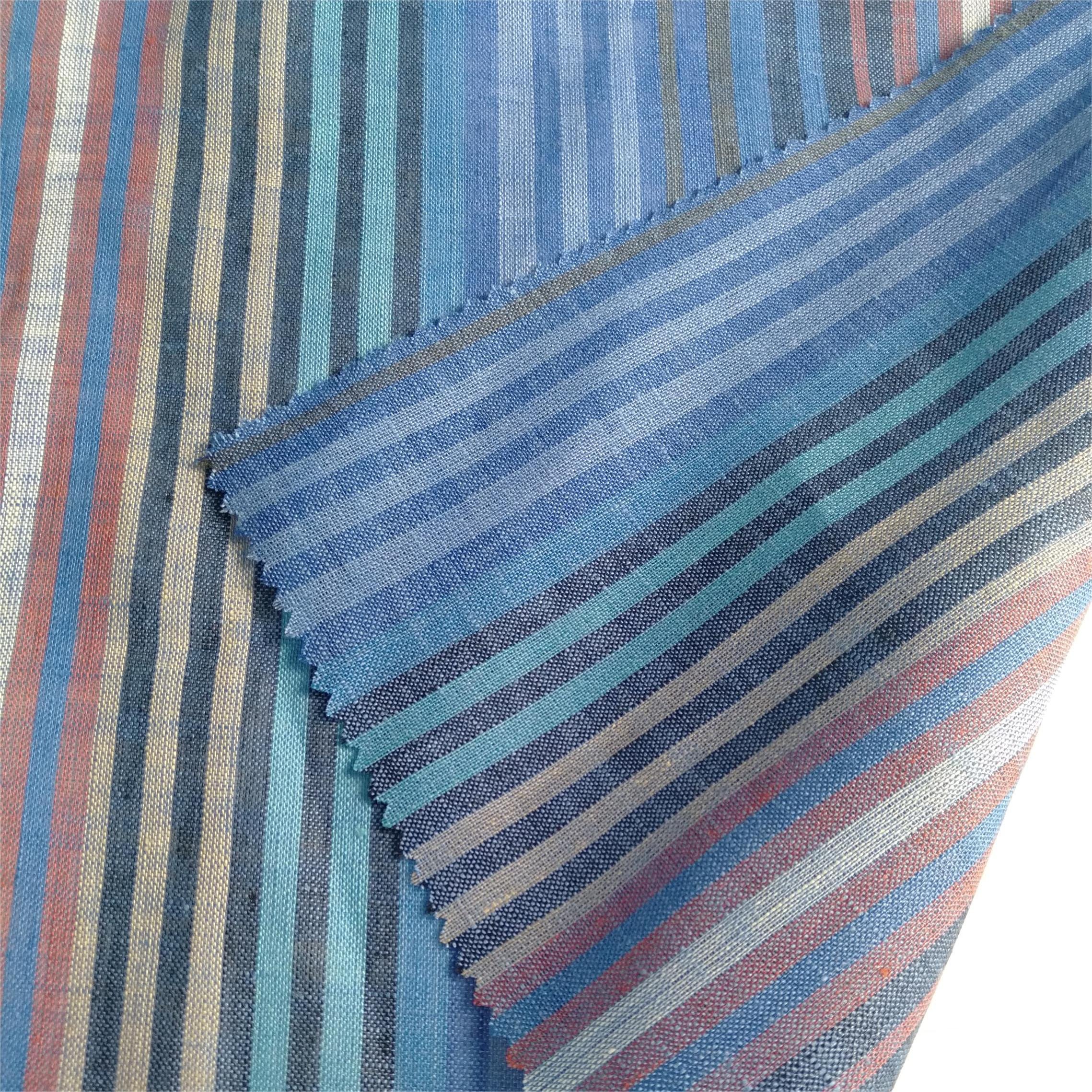 Enzymed stone washed french linen fabric for clothes yarn dyed gingham check 100% linen fabric