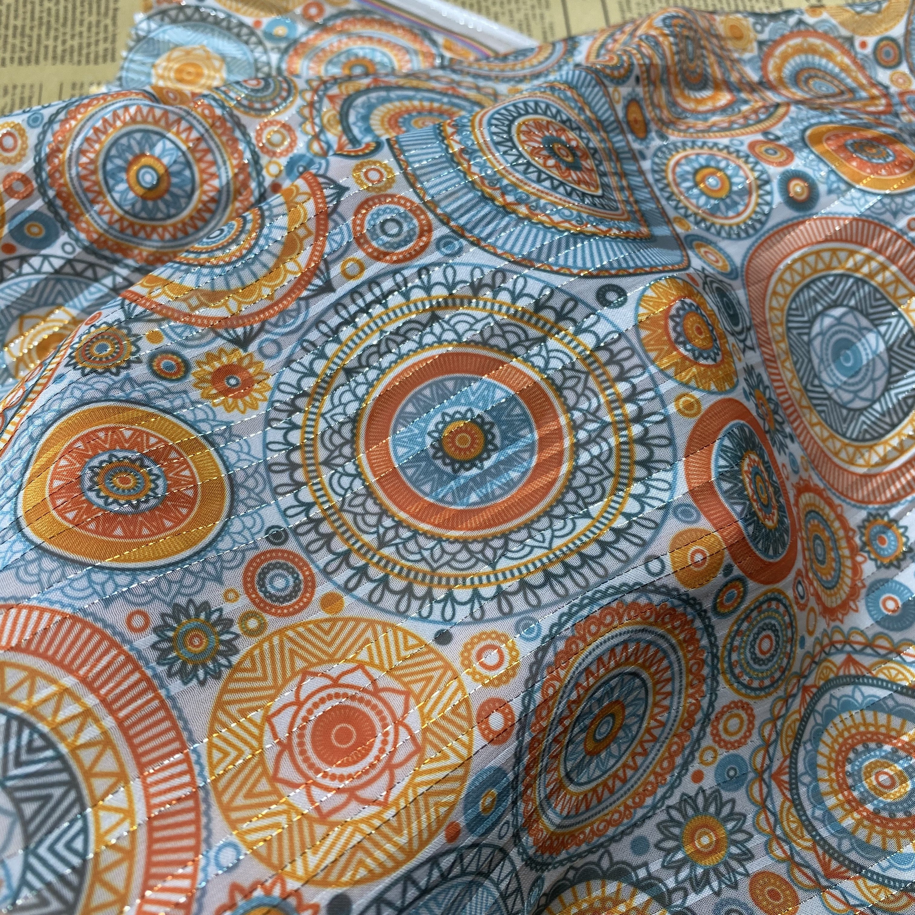 XITONG TEXTILE SUPPLIERS CLOTHING WOVEN FABRICS WHOLESALE PRINTING chiffon FABRIC WITH METALLIC FOR DRESS