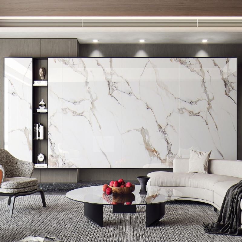 Interior Decoration Faux Marble WPC Bamboo Solid Board PVC UV Sheet Waterproof 5mm/8mm Plain Plate Indoor Background Wall Panel