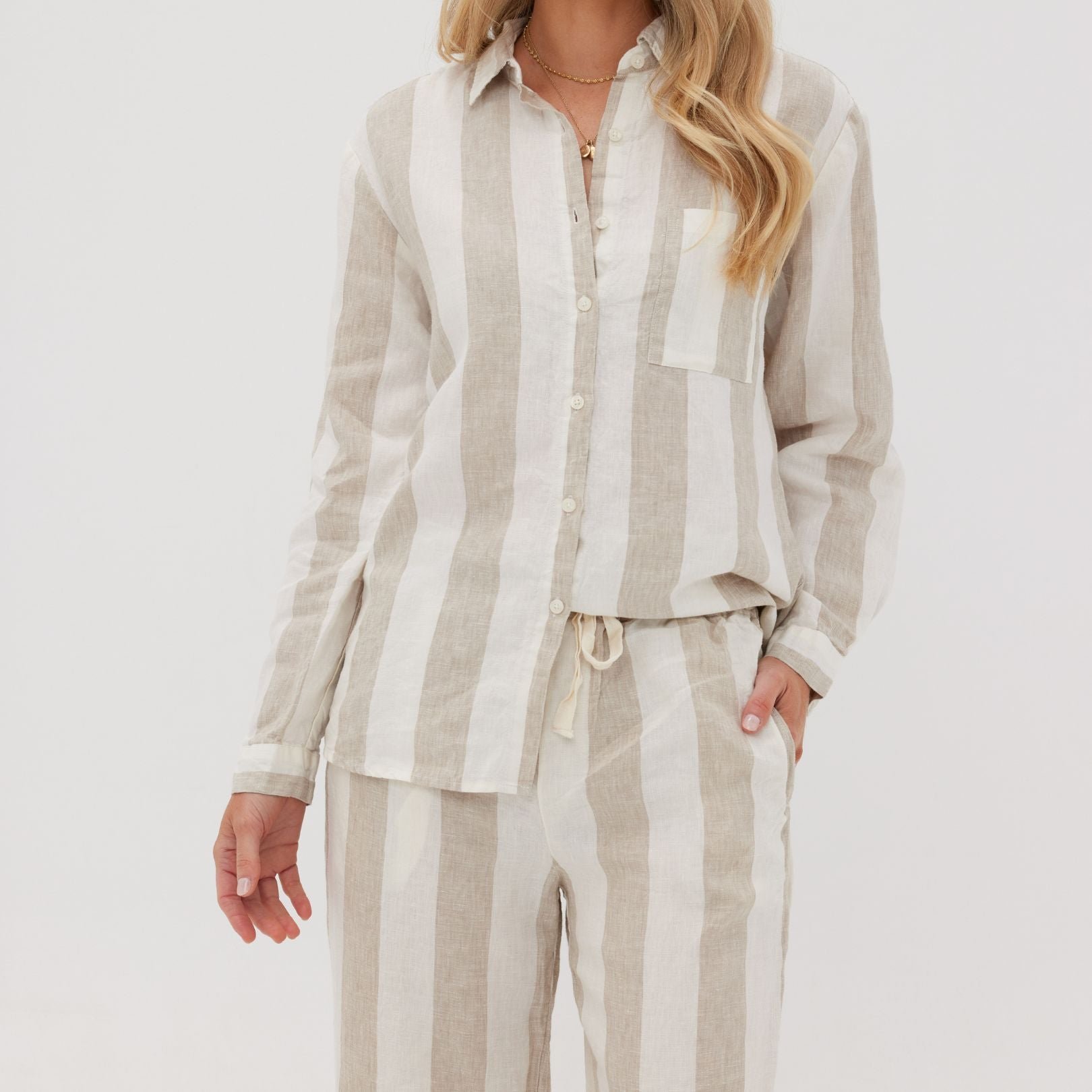 Custom 100% linen striped fabric wholesale soft comfortable private customization fabric for clothing