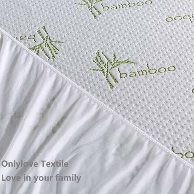 Custom Printed Breathable Waterproof Bed Bug Proof Hotel Bamboo Mattress Protector Cover