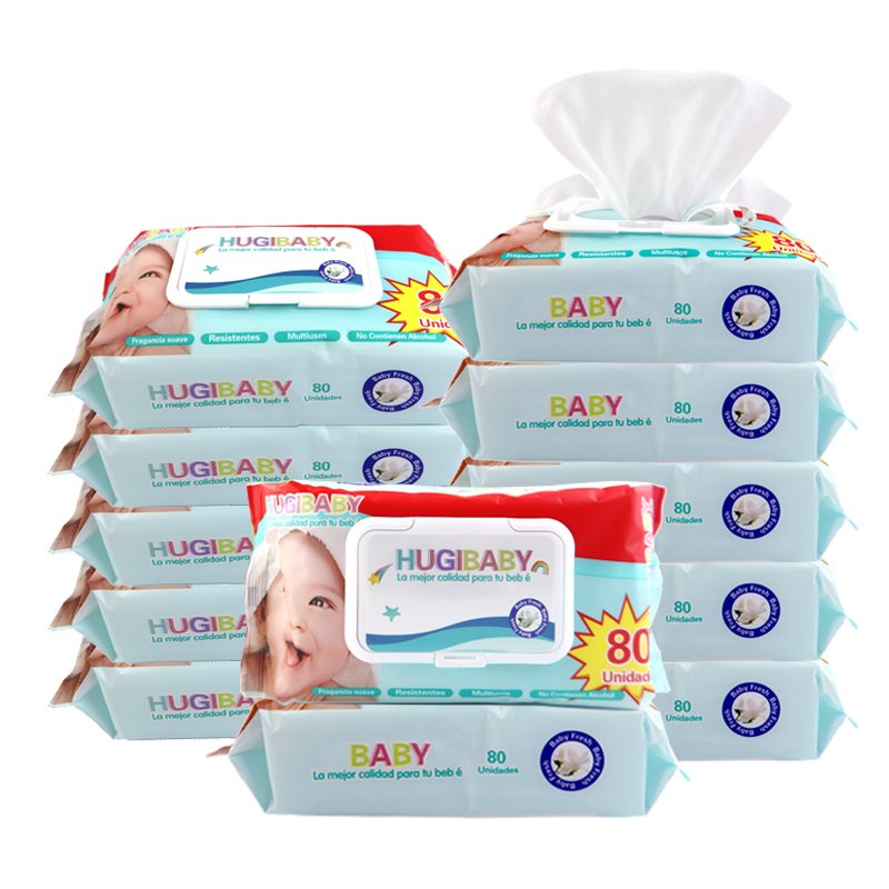 Factory Price 80PCS 100PCS Biodegradable Bamboo Fiber Pure Water Organic Oil Non-woven Unscented sensitives Baby Wet Wipes