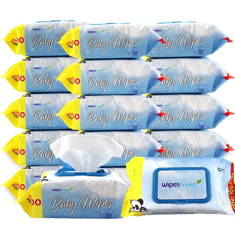Factory Price 80PCS 100PCS Biodegradable Bamboo Fiber Pure Water Organic Oil Non-woven Unscented sensitives Baby Wet Wipes
