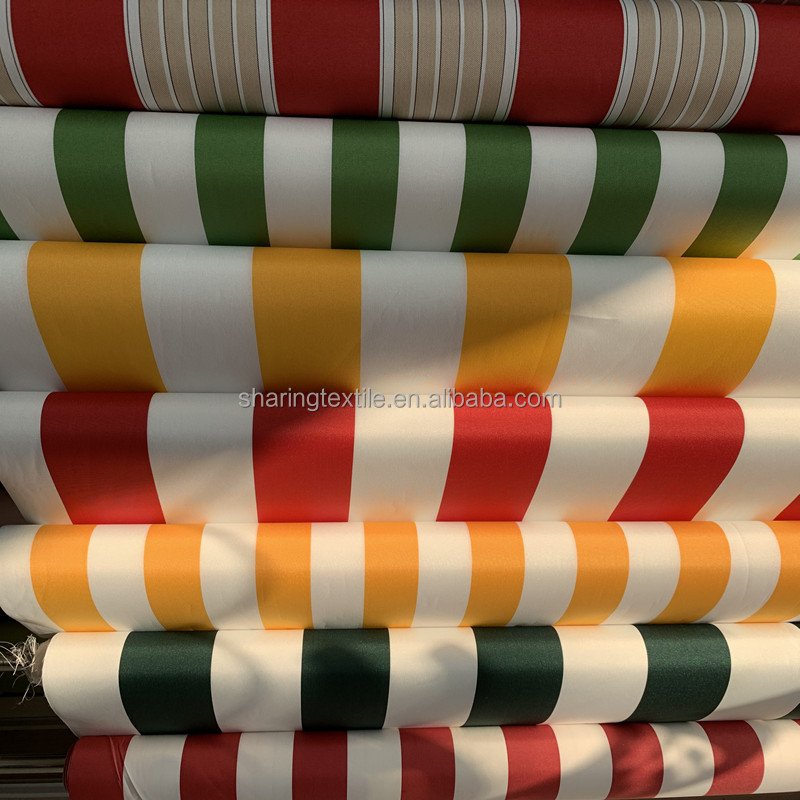 High Color Fastness Level 6 Solution Dyed 600D Polyester Stripe Oxford Anti UV Mildew Waterproof Marine Boatcover Awning Fabric