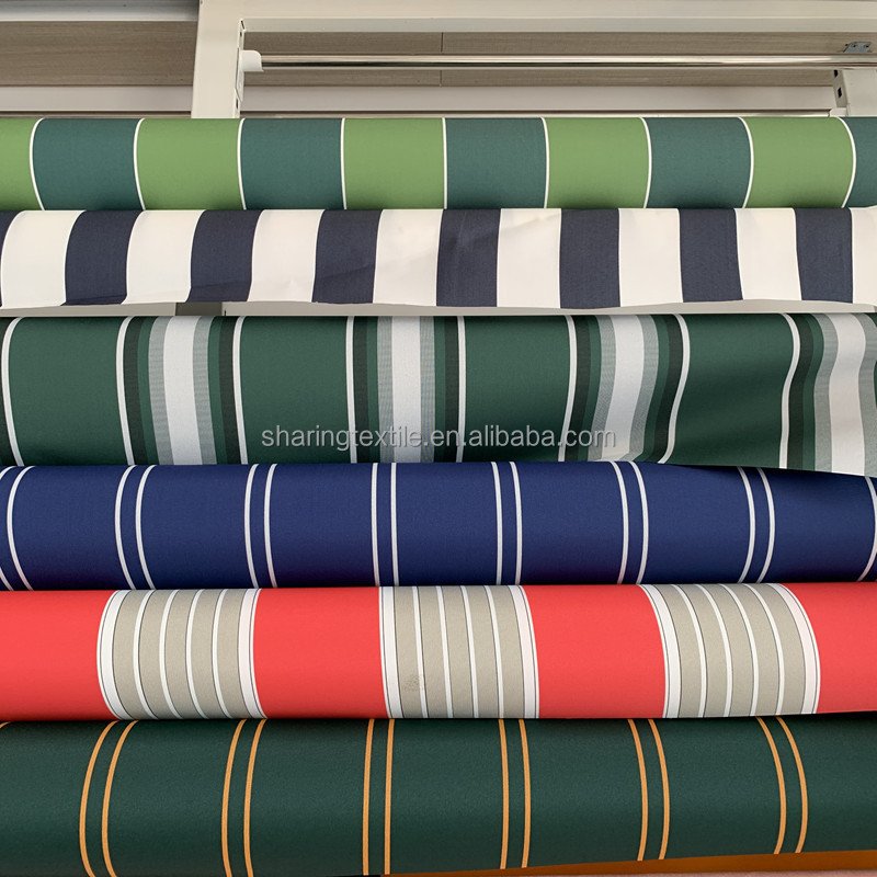 High Color Fastness Level 6 Solution Dyed 600D Polyester Stripe Oxford Anti UV Mildew Waterproof Marine Boatcover Awning Fabric