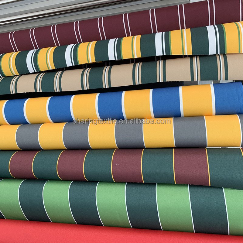 High Color Fastness Level 6 Solution Dyed 600D Polyester Stripe Oxford Anti UV Mildew Waterproof Marine Boatcover Awning Fabric