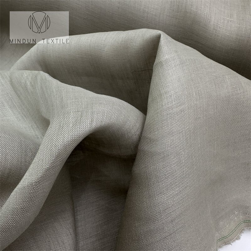 Mindun Factory Custom Woven Plain Dyed Soft Goods Vest Coat Pants Skirt 100% Pure Flax Linen Fabrics Wholesale Linen Fabric