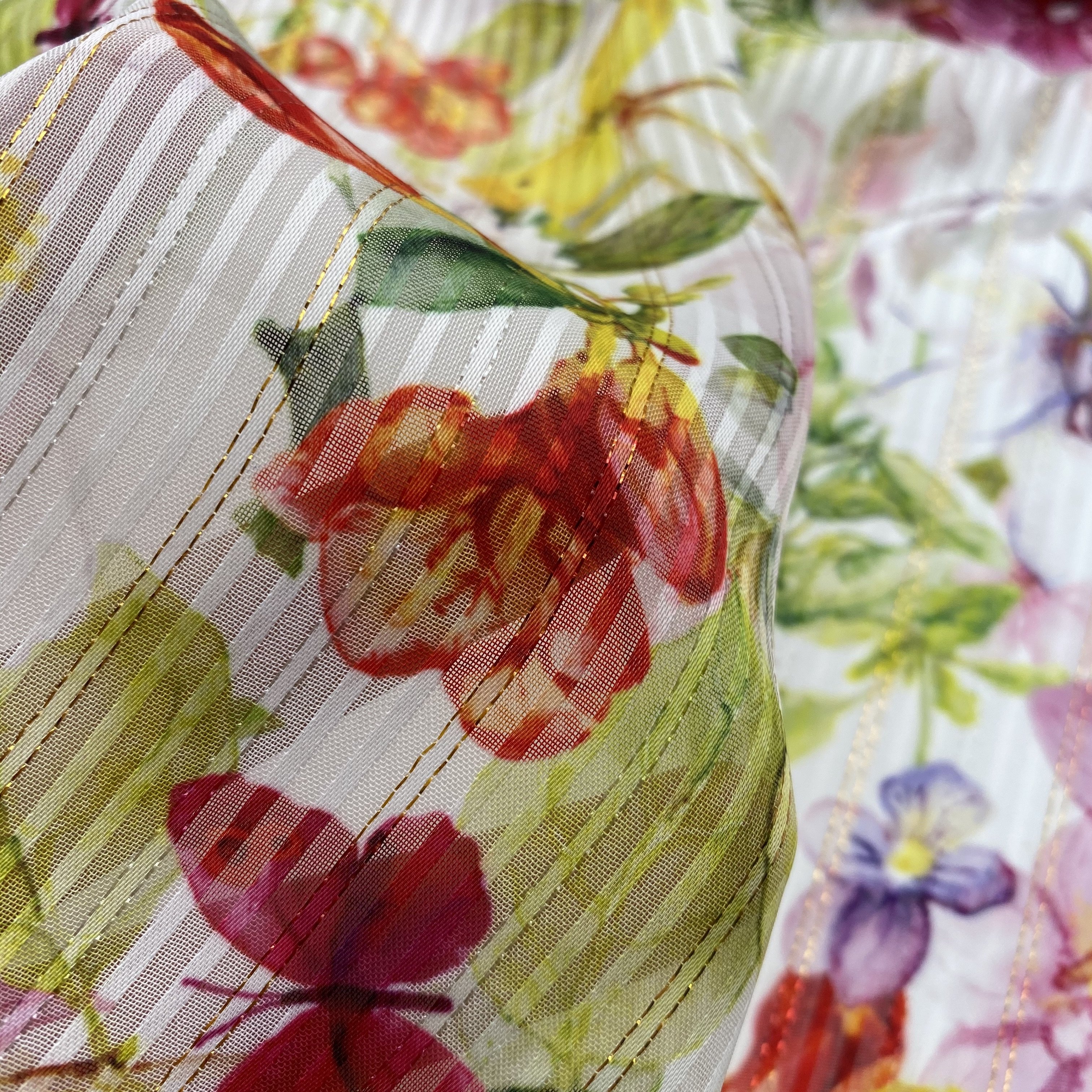 HIGH FASHION woven polyester PRINTING FABRIC CHIFFON LUREX FABRIC WITH STRIPE FOR GARMENTS