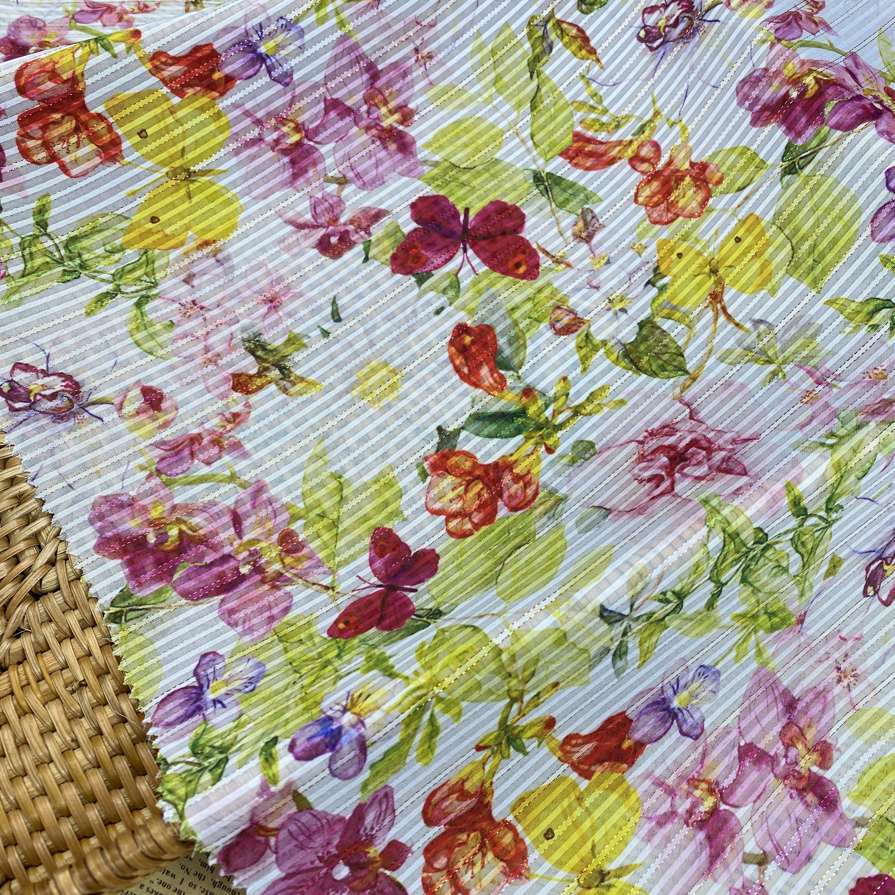 HIGH FASHION woven polyester PRINTING FABRIC CHIFFON LUREX FABRIC WITH STRIPE FOR GARMENTS