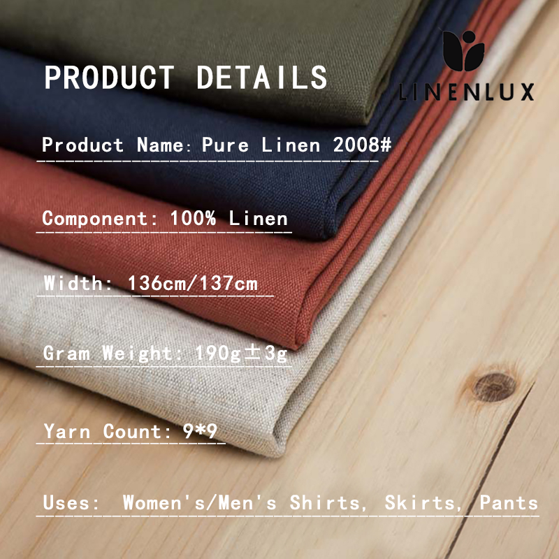 100% Linen Fabric for Clothing Wholesale Pure Linen Fabrics for Making Pants Dresses Shirts Natural Plant Fiber Fabrics
