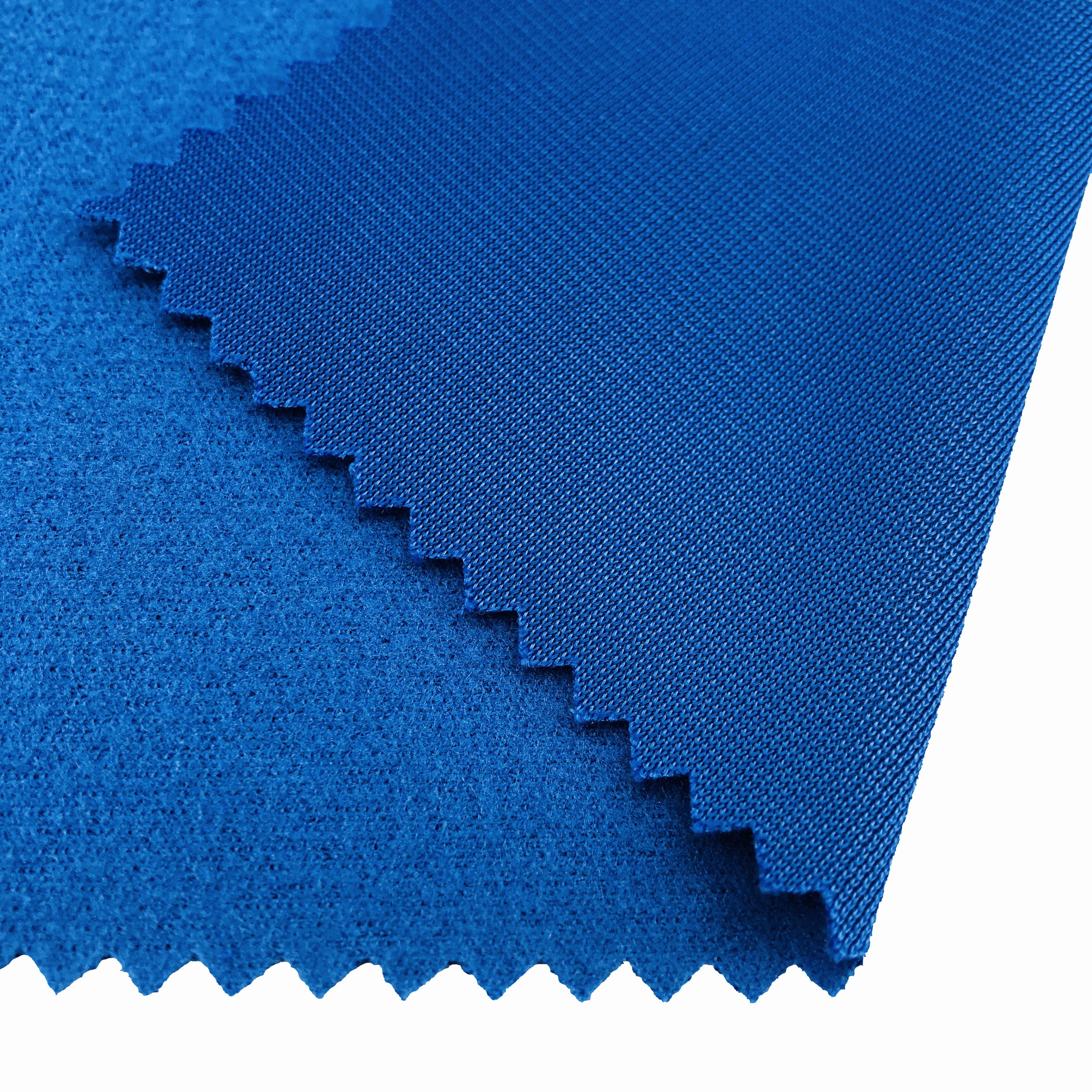 Wholesale custom viscose/polyester fabric 100% polyester double knit ribbed mesh dyed tricot brushed fabric for tracksuit