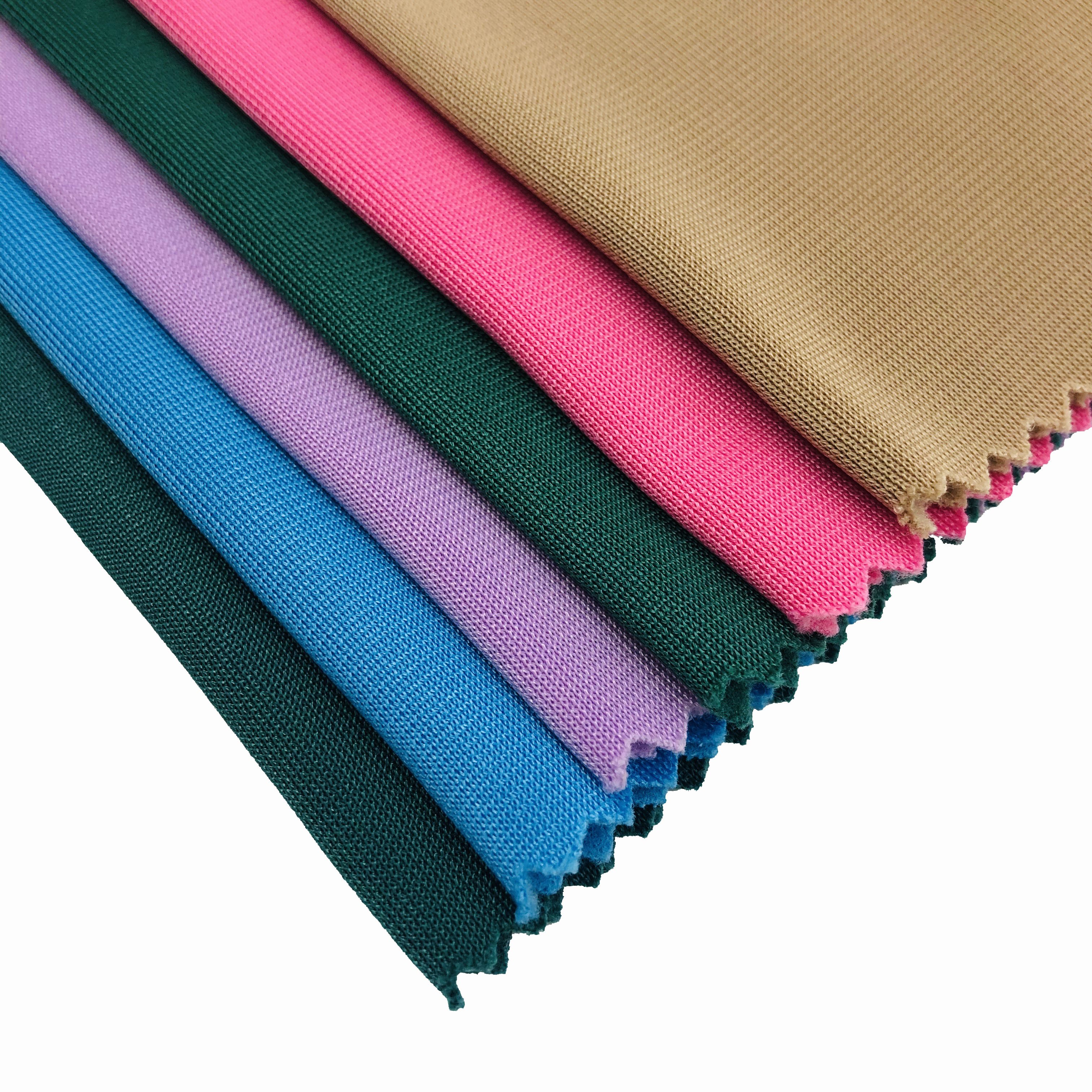 Wholesale custom viscose/polyester fabric 100% polyester double knit ribbed mesh dyed tricot brushed fabric for tracksuit