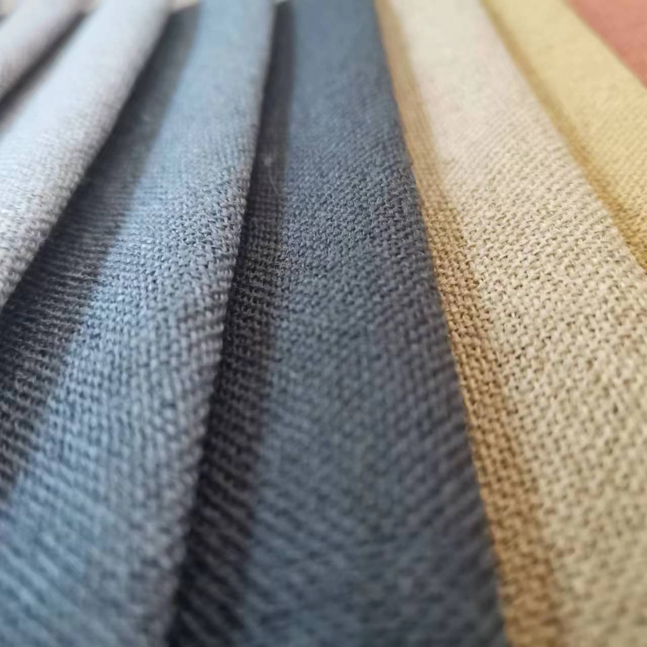 Hometextile cheap polyester linen look sofa upholstery fabric