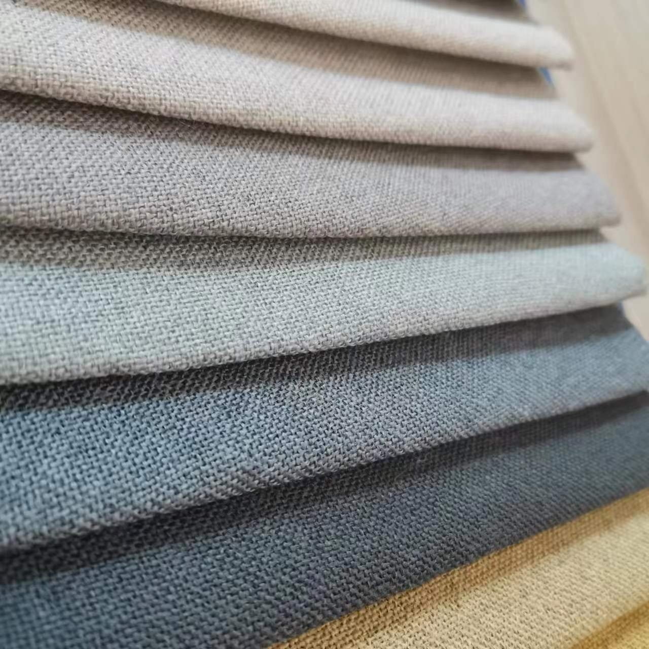 Hometextile cheap polyester linen look sofa upholstery fabric