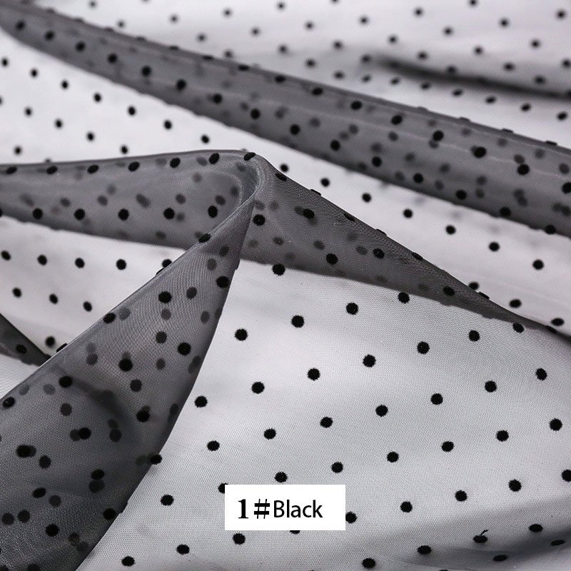Organza fabric polka dot flocking fabric for wedding decoration performance gauze fabric
