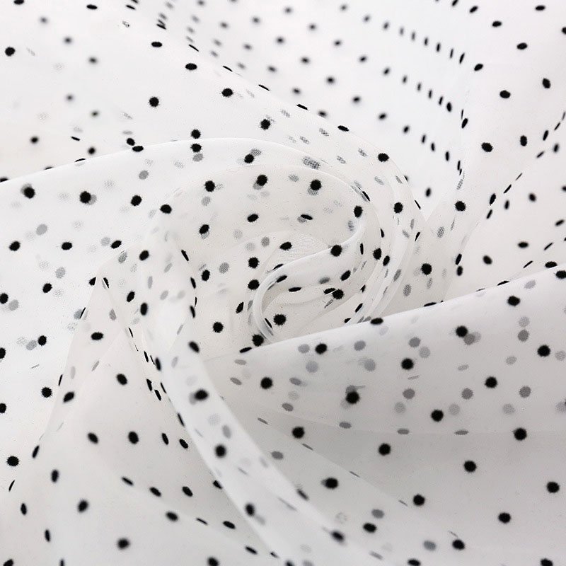 Organza fabric polka dot flocking fabric for wedding decoration performance gauze fabric