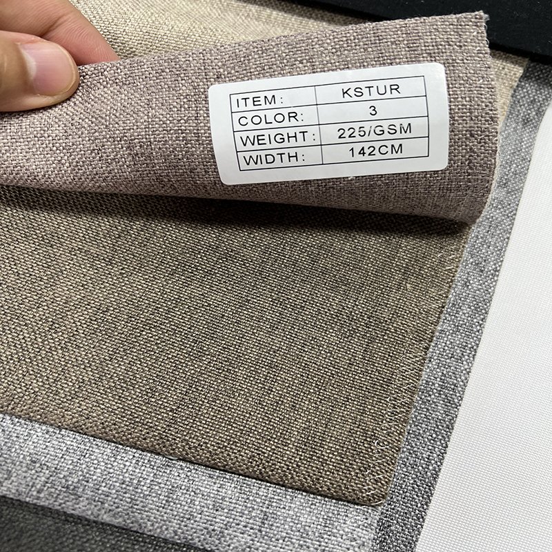 High quality Linen fabric home textile cover wholesale woven furniture 100% Polyester upholstery Linen sofa fabric cover 2024
