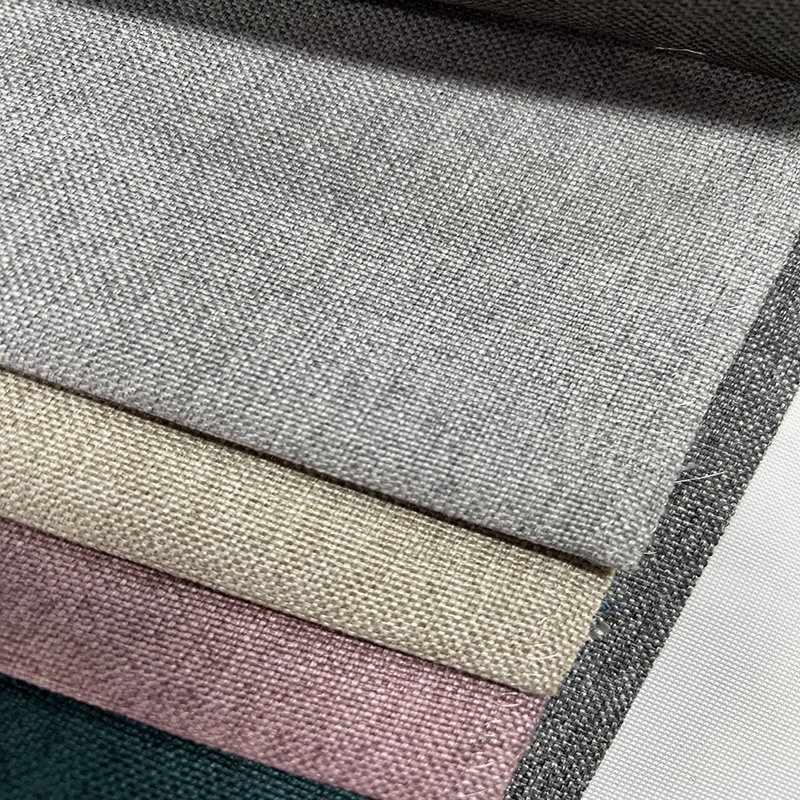 High quality Linen fabric home textile cover wholesale woven furniture 100% Polyester upholstery Linen sofa fabric cover 2024