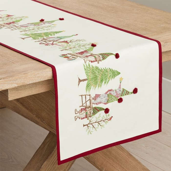 2023 Hot Custom Sublimation Digital Printed Cotton Linen Pattern Tablecloth Table Runner With Lace For Wedding Decoration
