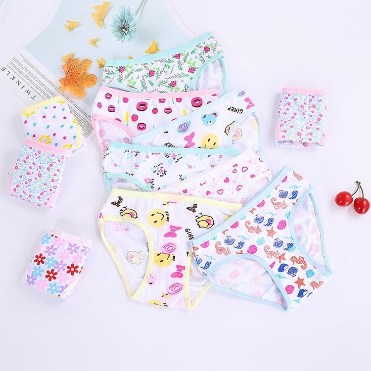 Custom 100% Cotton Girls Panties Cute Children's Boxer Briefs Underpants 3-Piece Set with Knickers Underwear for Little Girls