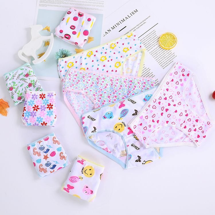 Custom 100% Cotton Girls Panties Cute Children's Boxer Briefs Underpants 3-Piece Set with Knickers Underwear for Little Girls