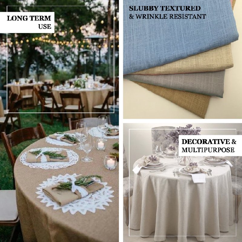 Dinning Decor Cotton Linen Wrinkle Free Anti-fading Table Cloth Round Tablecloths With Tassels