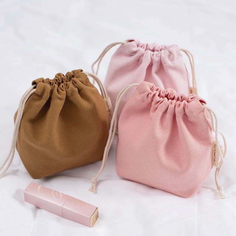 Promotion Storage Custom Logo Printed Gift Linen Jewelry Shoe Organic Canvas Cloth Fabric Cotton Small Dust Drawstring Pouch Bag