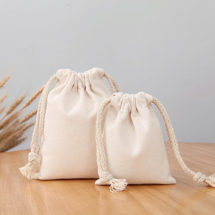 Promotion Storage Custom Logo Printed Gift Linen Jewelry Shoe Organic Canvas Cloth Fabric Cotton Small Dust Drawstring Pouch Bag
