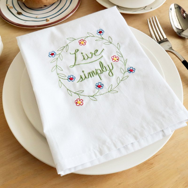 Wholesale Embroidered Kitchen Tea Towel Plate Wipe Hand Towel 100% Cotton/Linen Towel
