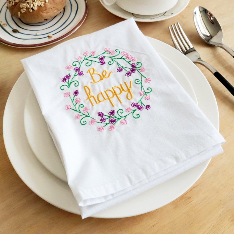 Wholesale Embroidered Kitchen Tea Towel Plate Wipe Hand Towel 100% Cotton/Linen Towel