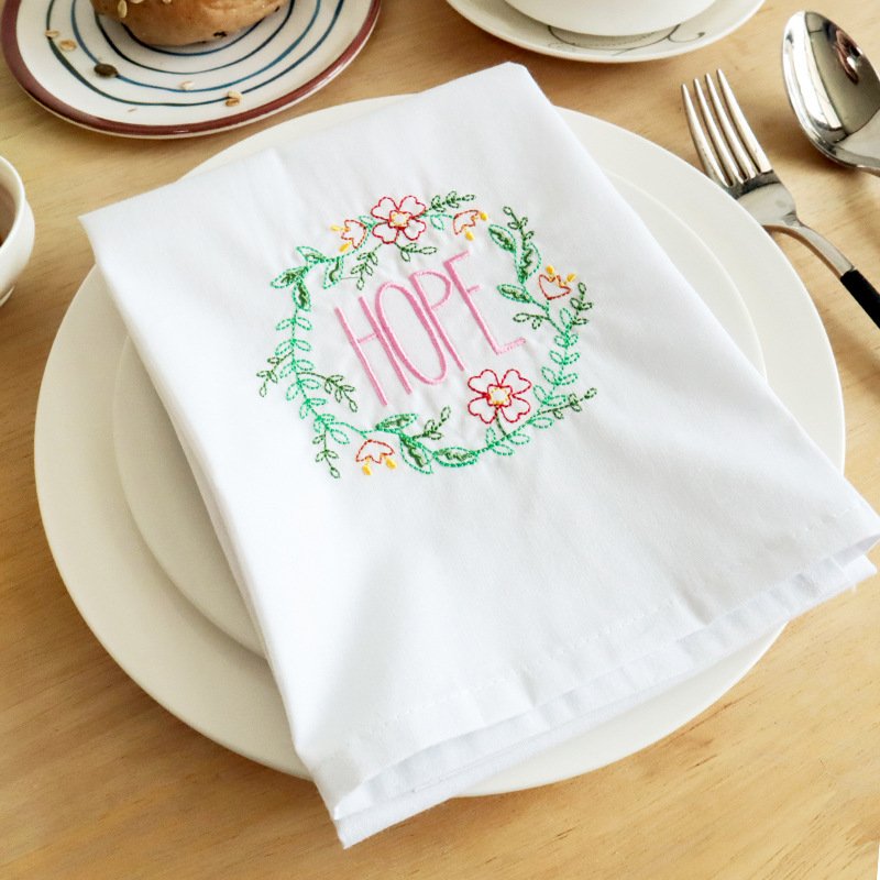 Wholesale Embroidered Kitchen Tea Towel Plate Wipe Hand Towel 100% Cotton/Linen Towel