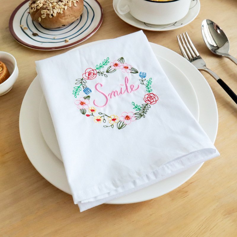 Wholesale Embroidered Kitchen Tea Towel Plate Wipe Hand Towel 100% Cotton/Linen Towel