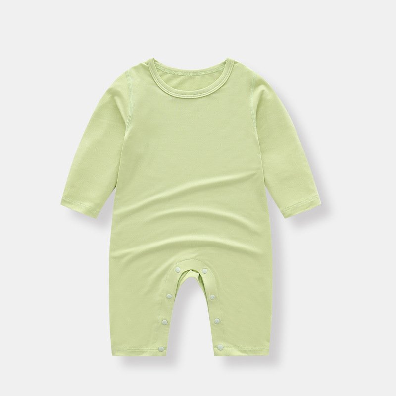 Custom Newborn Baby Solid Button Long Sleeve Knitted Bamboo Fiber Pajamas Baby Boys and Girls Clothes Baby Rompers for Summer