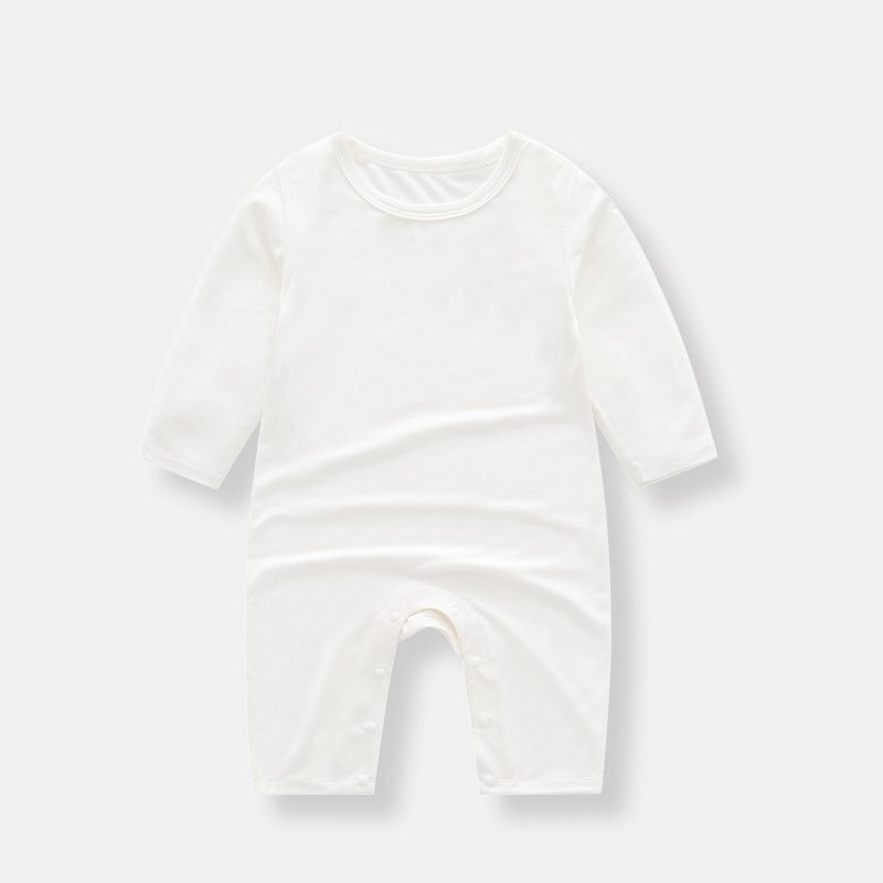 Custom Newborn Baby Solid Button Long Sleeve Knitted Bamboo Fiber Pajamas Baby Boys and Girls Clothes Baby Rompers for Summer