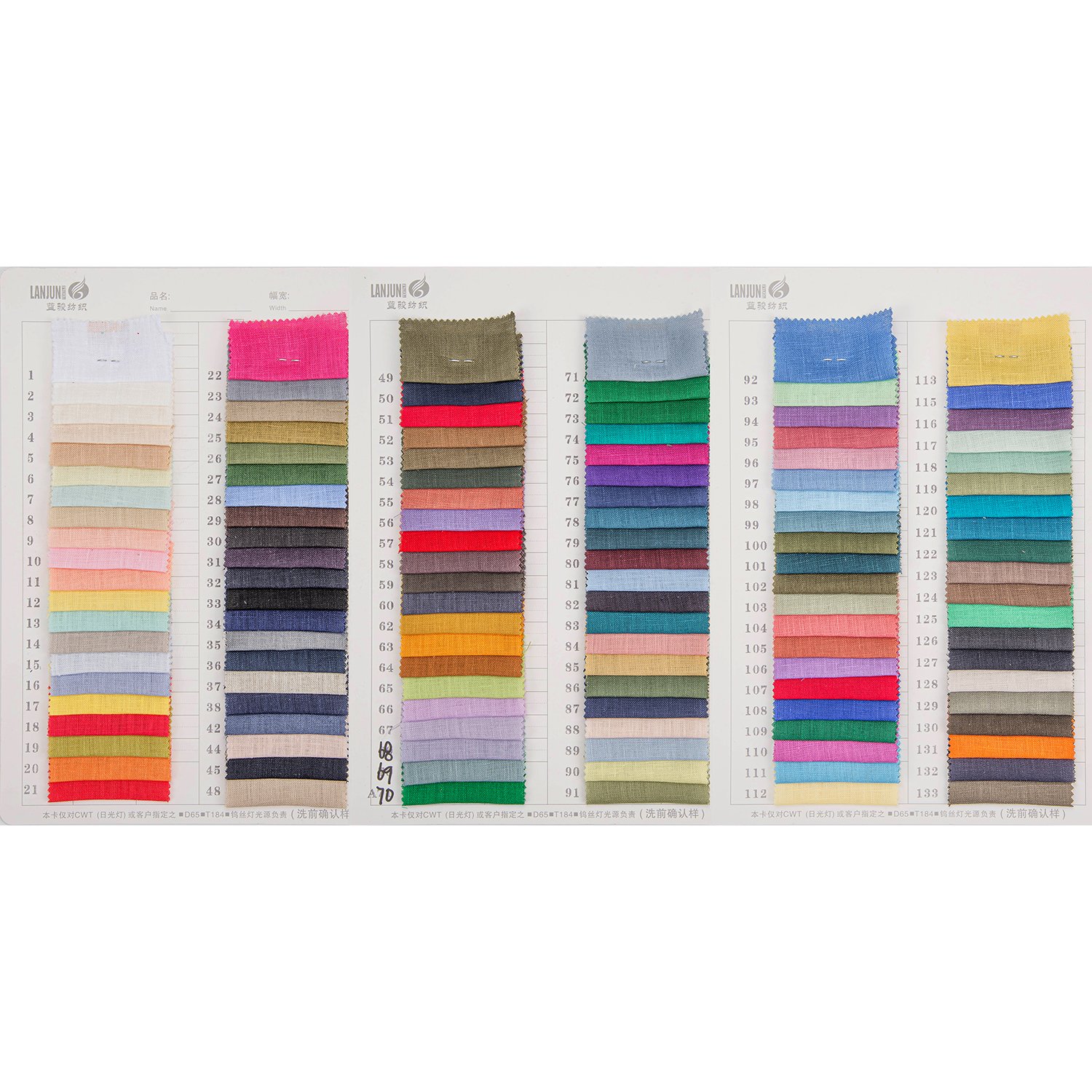 Lightweight 100% linen fabric pure linen fabric colorful linen fabric for clothing