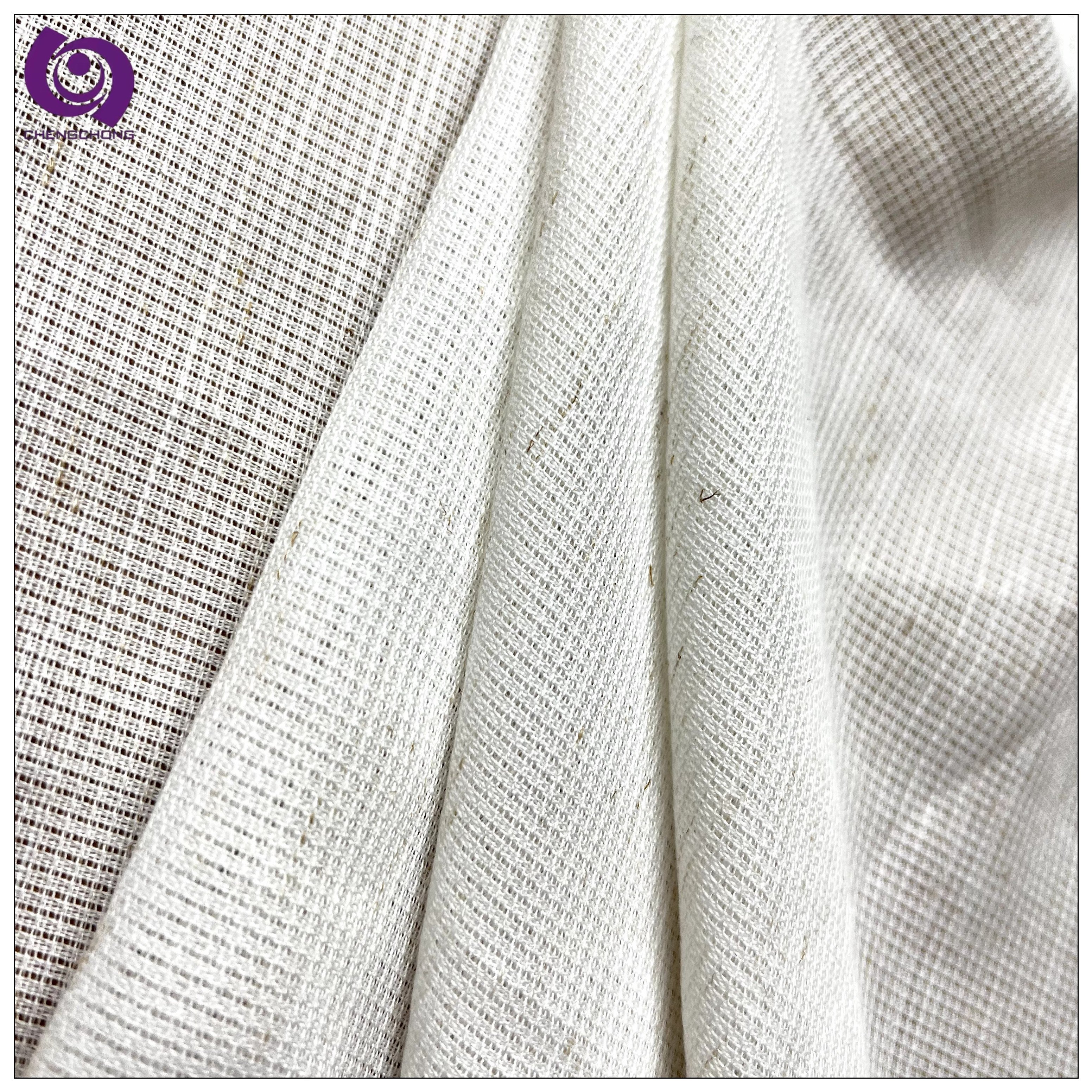 Customized ready to ship breathable plain linen look sheer curtain fabric for living room No.668-13