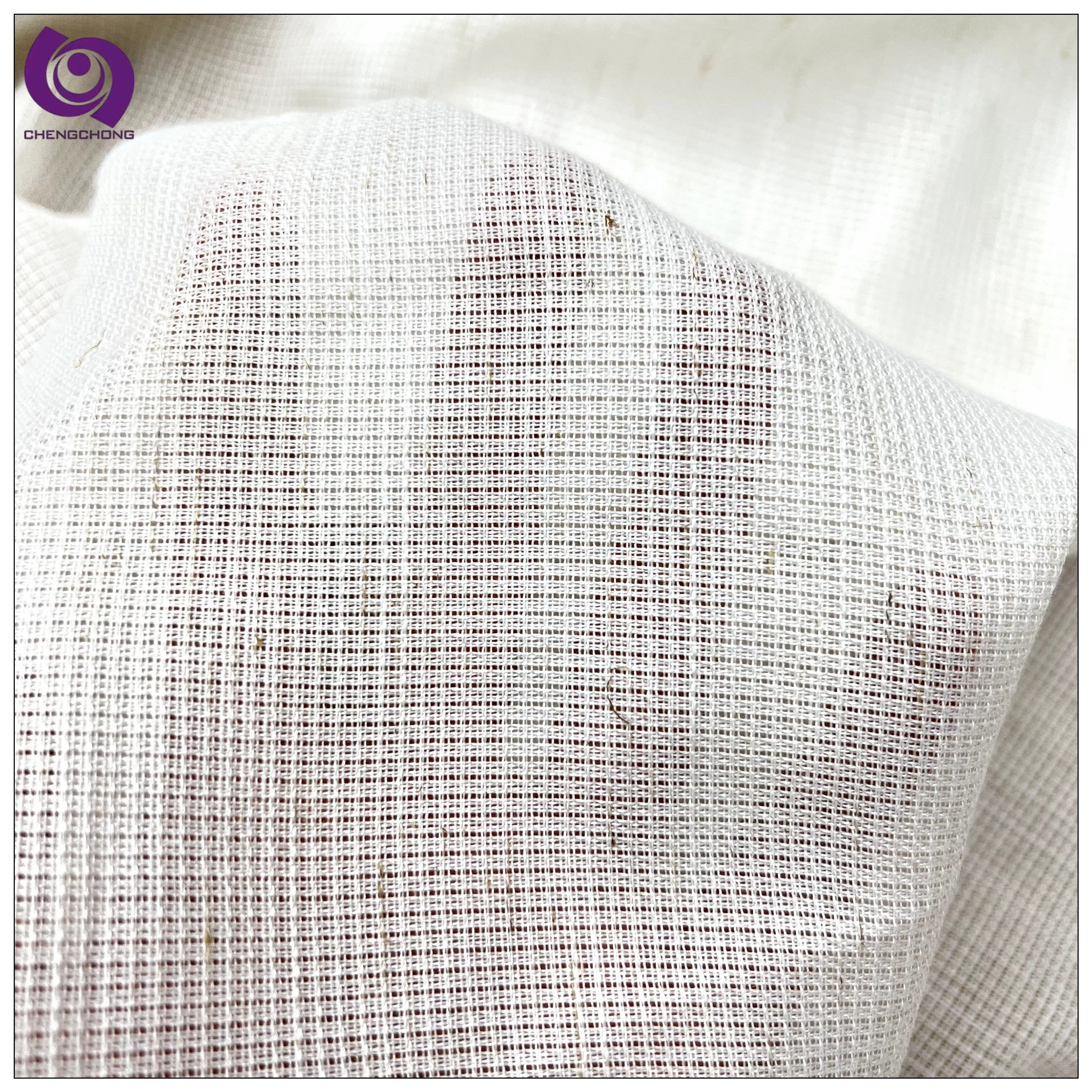 Customized ready to ship breathable plain linen look sheer curtain fabric for living room No.668-13