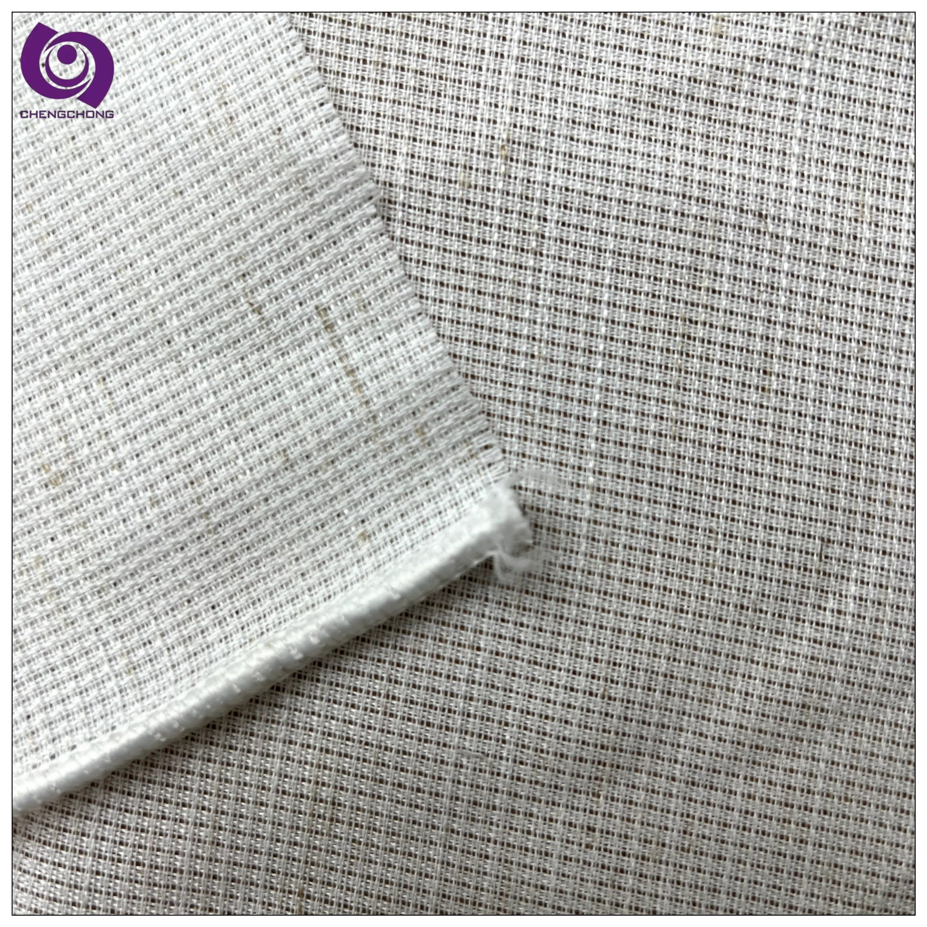 Customized ready to ship breathable plain linen look sheer curtain fabric for living room No.668-13