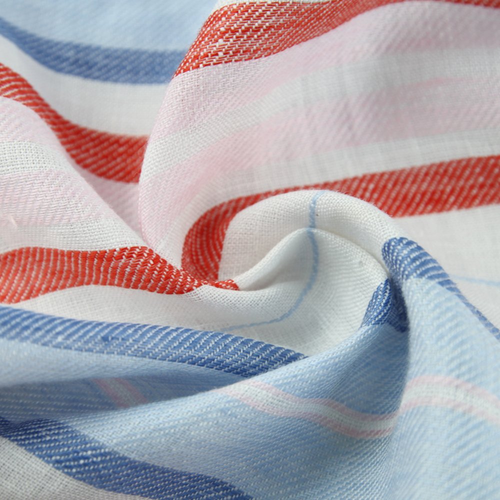 For Fashion Clothing Dress Shirt Lightweight Flax Fabric YARN Classic Pure DYE STRIPE Linen Woven Brocade Fabric YARN DYED ****