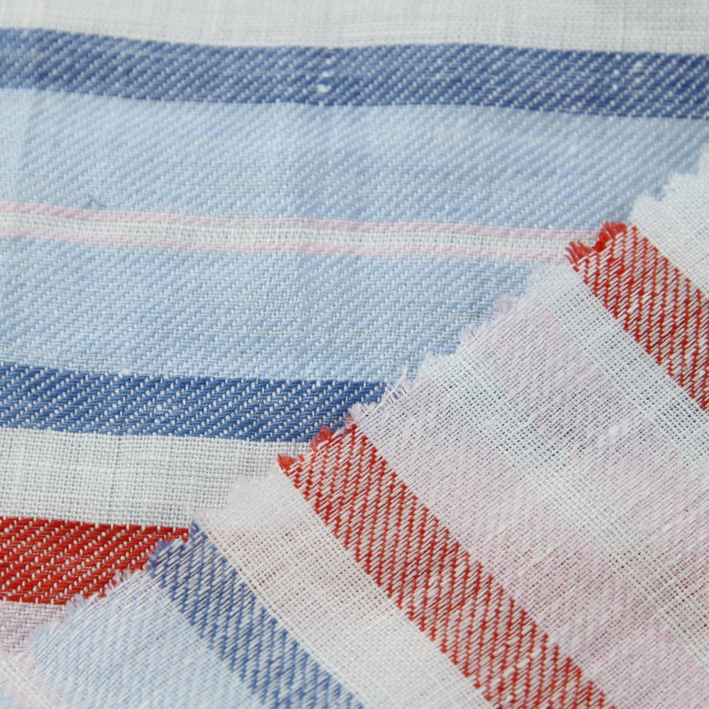 For Fashion Clothing Dress Shirt Lightweight Flax Fabric YARN Classic Pure DYE STRIPE Linen Woven Brocade Fabric YARN DYED ****
