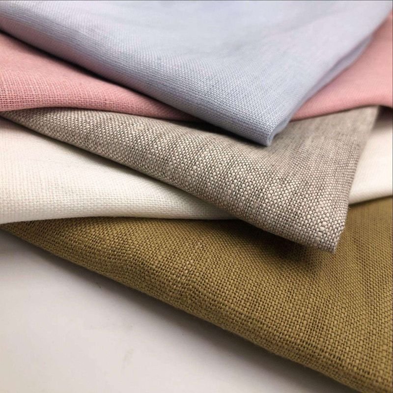 High quality stock lot custom color woven cotton stonewashed linen natural 100 linen fabric manufacturer for clothing shirt