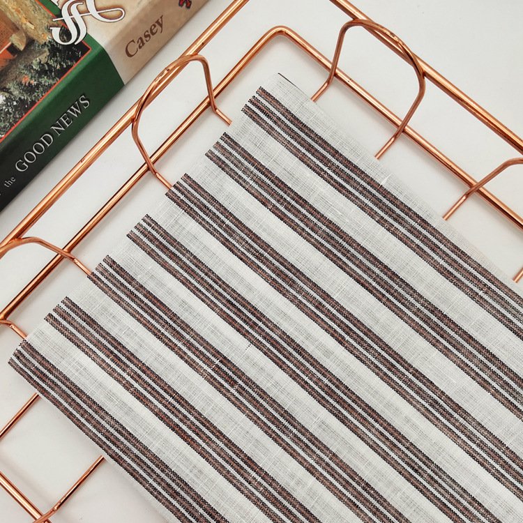 Spring summer girls cloth linen fabrics soft washed french thailand yarn dyed premium striped 100% linen fabric for clothing