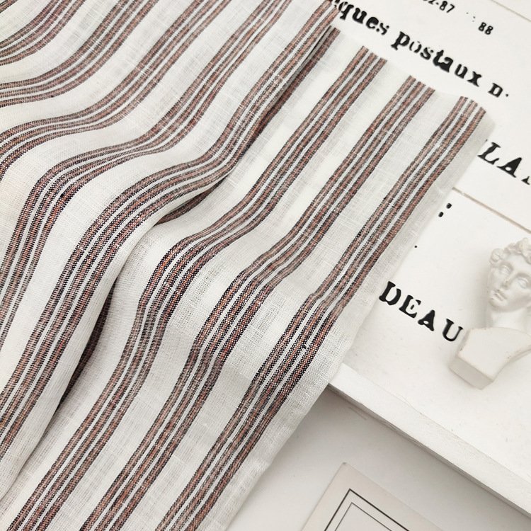 Spring summer girls cloth linen fabrics soft washed french thailand yarn dyed premium striped 100% linen fabric for clothing