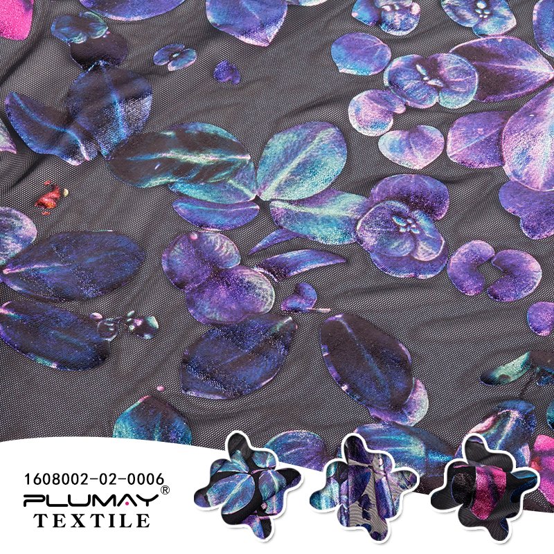 Manufacture foil big flower mesh fabric for women clothing textile custom elastic fashion ripstop air stretch underwear tulle