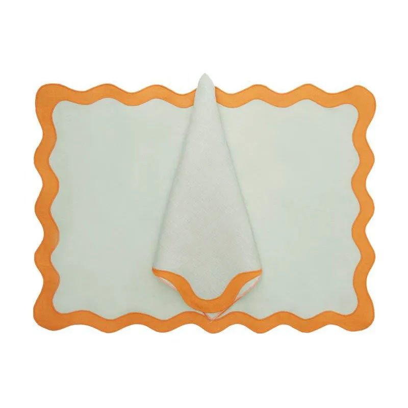 Wholesale cheap 100% linen napkins stone washed linen napkins hemstitch with brown border
