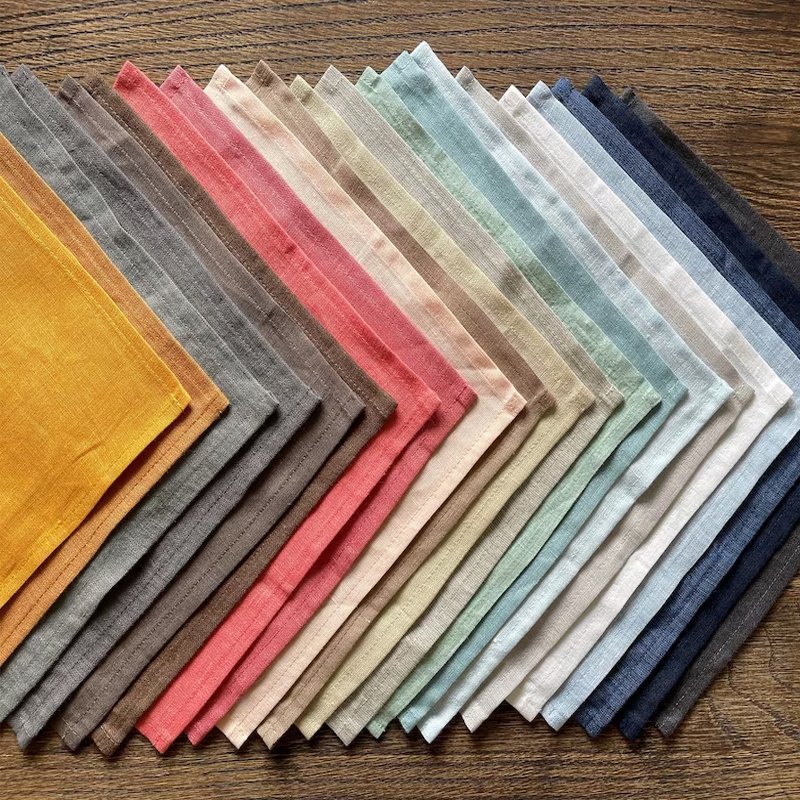 Wholesale cheap 100% linen napkins stone washed linen napkins hemstitch with brown border