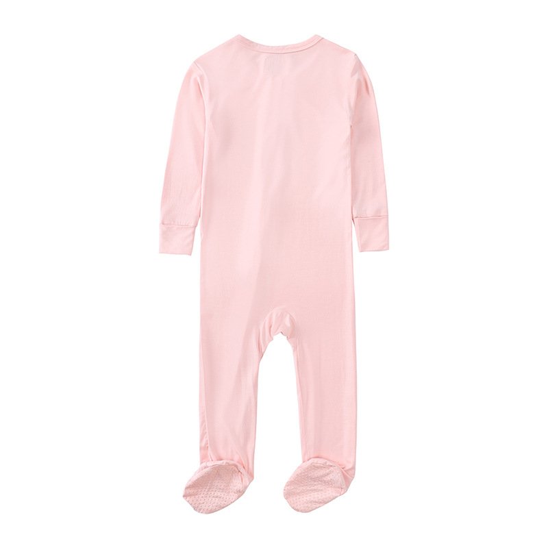 Bamboo Zipper Baby Pajamas Newborn Baby Clothes Clothing Natural Fabric Plain Solid Bamboo Sleeper Long Sleeves