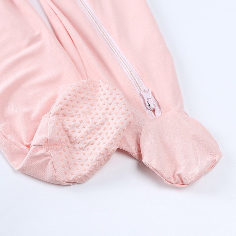 Bamboo Zipper Baby Pajamas Newborn Baby Clothes Clothing Natural Fabric Plain Solid Bamboo Sleeper Long Sleeves