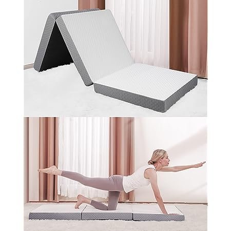 Memory Foam Mattress with Soft Bamboo Cover for Guests Children and Adults, Foldable Bed Mattress for Back Pain Relief