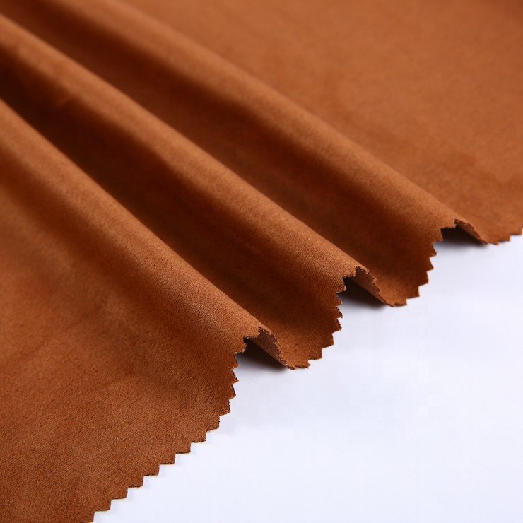 Factory Price Brown Interlock Knitted weft Suede Roll Micro Polyester Fabric Price Per Meter